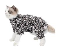 Brown Leopard Print Polyester Winter Coat for Cats - XS/S/M/L - Snug Turtleneck & Full Leg Coverage - 1.9-.0oz - 1 Piece