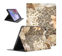 Brown Leopard Tablet Case for iPad Air 13" M2 2024 | Trendy Floral Flower Cheetah Panther Design Adjustable Protective Cases Flip PU Leather Stand Funda for Women Girls