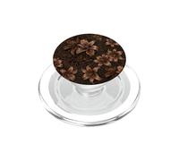 Brown Lily Leopard Print Floral Dark Pattern Boho Art PopSockets PopGrip for MagSafe