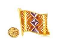 Brown Line Mexico Totems Ancient Civilization Golden Metal Flag Lapel Pin Badge