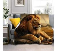 Brown Lion Super King Size Blankets Animals Ultra-soft Warm Puffy Flannel Throw Blanket, Versatile Throws Blankets 87"x94" for Bedroom Couch Bed Sofa Bedding (221x239cm)