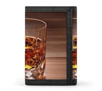 Brown Liquor in Cup Trifold Wallet Slim Minimalist Front Pocket Men's Passcase Wallet Credit Card Holder