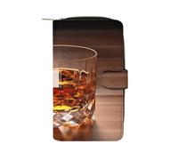 Brown Liquor in Cup Wallet Multifunctional Leather Wallets for Men Compact Long Wallet Credit Card Holder Passport Bag