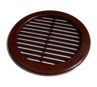 Brown Louvred Wall Vent Grille with Flyscreen and Screw Caps, Ø 100 mm / 4 in, Air Ventilation Duct Cover with Anti-Insect Mesh and Flat Back, Tough and Durable ABS Plastic