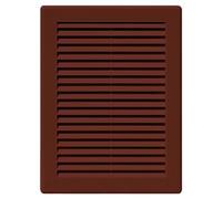 Brown Louvred Wall Vent Grille with Flyscreen and Screw Caps, 180 x 250 mm, Air Ventilation Duct Cover with Anti-Insect Mesh and Flat Back, Tough and Durable ABS Plastic
