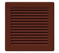 Brown Louvred Wall Vent Grille with Flyscreen and Screw Caps, 200 x 200 mm, Air Ventilation Duct Cover with Anti-Insect Mesh and Flat Back, Tough and Durable ABS Plastic