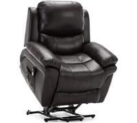(Brown) Madison Dual Motor Rise Recliner Bonded Leather Armchair Sofa Lounge Mobility Chair
