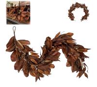 Brown Magnolia Leaf Garland, 6 FT Realistic Magnolia Leaf Garland, Artificial Fall Magnolias Leafs Garlands Realistic for Fireplace Mantel, Christmas & Thanksgiving Decorations
