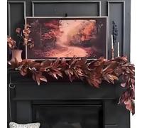 Brown Magnolia Leaf Garland,6ft Realistic Magnolia Leaf Garland,Artificial Fall Magnoliass Leaves Garlands with Pinecones,UV Resistant & Waterproof Fall Decorations for Porch Home