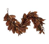 Brown Magnolia Leaf Garland, Artificial Magnolia Leaf Garland Realistic, 6ft, Rustic Fall Leaf for Fireplace Mantel, Christmas, and Thanksgiving Decorations