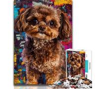 Brown Maltese Dog Jigsaw Puzzles for Teenagers 1000 Jigsaws,Staycation Kill Time Every Piece Is Unique - Challenging Family Fun Game 38x26cm