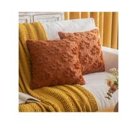 (Brown Maple Leaf, 45cm/18inch*45cm/18inch，2pcs) Fall Halloween Throw Pillow Covers Decorative Pumpkin Pattern Pillowcases Soft Plush Cushions for Home Patio Sofa Couch