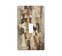 Brown Marble Decorative Switch Cover 1 Gang Single Toggle, 3D Rustic Abstract Modern Switchcover Wall Plate, Vintage Tan Cool Electrical Faceplate for Bedroom Living Room Decor