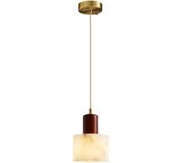 Brown Marble Frosted Glass Alabaster Pendant Light Wood Lighting Fixture Vintage Brass Mid Century Hanging Lamp Modern Farmhouse Chandelier for Dining Room Bedroom Hallway