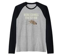 Brown Marmorated Stink Bugs Here Comes The Stink Raglan Baseball Tee