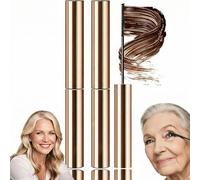 Brown Mascara 2pcs Set for Mature Lashes & Sensitive Eyes - Waterproof Telescopic Lengthening Fibres | Volumising Smudge-Proof Formula for Older Women, Elegant Rose Gold Design