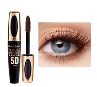 Brown Mascara,5D Silk Fiber Eyelash Volume with Soft Brush, Lash Sensational Volumizing,Long-Lasting Waterproof No Smudge with False Lash Effect(Black Tube-Brown)