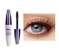 Brown Mascara,5D Silk Fiber Eyelash Volume with Soft Brush, Lash Sensational Volumizing,Long-Lasting Waterproof No Smudge with False Lash Effect(White Tube-Brown)