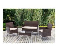 (Brown) MCC Rattan Furniture 4 pcs Sofa Set Table & Chairs "Roger" Garden Outdoor