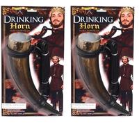 Brown Medieval Drinking Horn Prop, 1 Pc. - Authentic Design, Perfect Accessory Renaissance Fairs, Costume Parties, Cosplays, & Entertainment Halloween Halloween, World Book Day (Pack of 2)