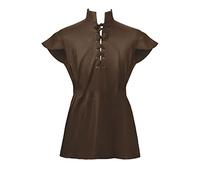 Brown Medieval Lace Up Shirt - Men's Halloween Tunic & Cosplay Vest - Small