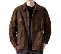 Brown Mens Brunch Button Long Short Sleeve Drop Shoulder Jacket Coats for Man Collared High Neck Denim Hippy Vintage Western Winter Fall Jackets 2025 Clothing XL
