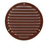 Brown Metal Round Air Vent Grille - 160mm / 199mm - with Fly Screen - Flat Duct Cover.