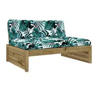 (brown, middle sofa) vidaXL Middle Sofa Outdoor Sectional Sofa with Cushions Black Solid Wood Pine