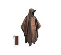 (brown) Military Style Poncho Multi Use Rip Stop Camouflage Rain Ponchohooded Waterproof Raincoat For Outdoor Activities