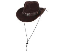 Brown Mock Leather Western Cowboy Hat Wild West Fancy Dress Accessory