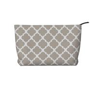 Brown Mod Modern Taupe White, Cosmetic Bag Corduroy Makeup Bag Portable Travel Toiletry Bag