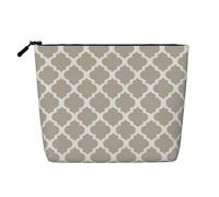 Brown Mod Modern Taupe White, Cosmetic Bag Imitation Linen Makeup Bag Portable Travel Toiletry Bag