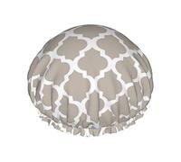 Brown Mod Modern Taupe White Waterproof Shower Cap with Elasticized Hem Reversible Design for Shower Sleeping Bonnet Cap for All Hair Lengths