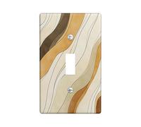 Brown Modern Line Decorative Switch Cover 1 Gang Single Toggle, Tan Abstract Minimalist Switchcover Wall Plate, Terracotta Simple Electrical Faceplate for Bedroom Living Room Decor