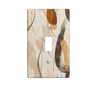 Brown Modern Line Decorative Switch Cover 1 Gang Single Toggle, Tan Abstract Minimalist Wall Plate Cover, Standard Size, Terracotta Simple Electrical Faceplate for Bedroom Living Room Decor