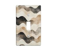 Brown Modern Line Decorative Switch Cover Plate 1 Gang Single Toggle, Tan Abstract Minimalist Electrical Faceplate for Bedroom Bathroom Decor, Terracotta Simple Standard Size Switchplate