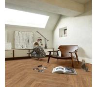 Brown Modern Parquet Effect Anti-Slip Vinyl Flooring For Kitchen, Bathroom, 2.5mm Thick Vinyl Sheet-3M(9'9") X 3M(9'9")-9M²