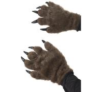 Brown Monster Hands Hairy Werewolf Gloves Adults Fancy Dress Accessory