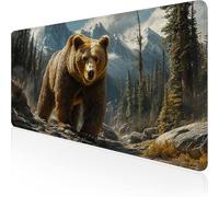 Brown Mouse Mat, Large Mousepad 1000x500x3mm Bear Gaming Mouse Pad, Desk Pad with Stitched Edges, Extended Waterproof Keyboard Mat Non-Slip Rubber Base for Office, Home Desk Accessories for Men D1-708