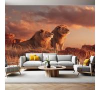 Brown Mural Wallpaper Animal Lion Non-Woven Art Print 390 x 260cm Wall Murals Poster Picture Design Modern Decoration for Bedrooms Living Room Children Nursery