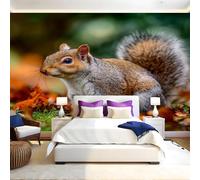Brown Murals Photo Wallpaper Animal Squirrel Non-Woven Premium Art Print Fleece Wall Mural Poster Picture Design Modern Boy Girl Bedroom Home Decor 350 x 256cm