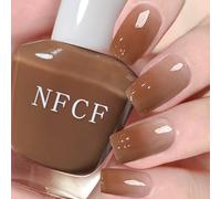Brown Nail Polish - Jelly Brown Nail Varnish - Quick Dry & Long Lasting Fall Breathable Nail Polish - No Need Baking Water Based Neutral Color Nail Varnish - Chip Resistant for DIY Manicure