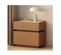 Brown Nightstand with Drawers 2Tier Bedroom Side Table Modern Auxiliary Table for Bedroom and Living Room (45x40x51cm / 17.7x15.7x20.1in)
