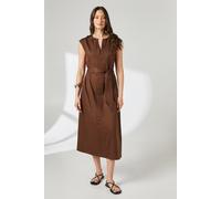 Brown Notch Neck Tie Waist Midi Dress Principles Brown 10