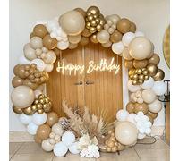 Brown Nude Balloon Arch Kit, White Gold Khaki Balloons Garland with Beige Sand White Balloons for Birthday Party Decor Baby Shower Wedding Decorations Bridal Engagement Anniversary Party Decorations