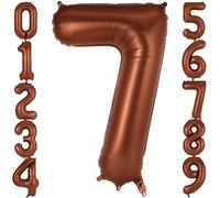 Brown Number 7 Balloons, 40 Inch Giant Foil Coffee Number 7 Balloon, Brown 7th Birthday Balloons for Birthday Party Anniversary Baby Shower Decorations (Number 7)