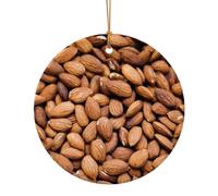 Brown Nuts Christmas Tree Ornaments - Round Ceramic Decor, Holiday Hanging Decorations, Xmas Gifts 7.3cm