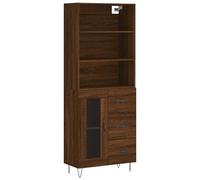 (brown oak, 1 glass door 3 drawers) vidaXL Highboard Sideboard Cupboard Side Cabinet Grey Sonoma Engineered Wood