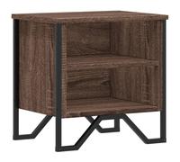 Bedside Cabinet Brown Oak 40x30x40cm Engineered Wood & Metal Compact Slim Drawer