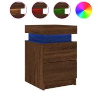 Bedside Cabinet with Led Lights Nightstand Bed Side Table Engineered Wood vidaXL